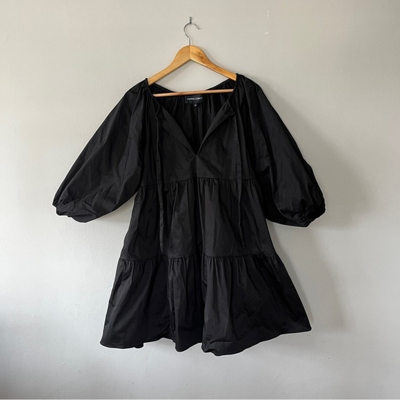 Cynthia Rowley Kasbah Black Cotton Mini Tier Dress Sz M Retail $425 - Picture 3 of 6